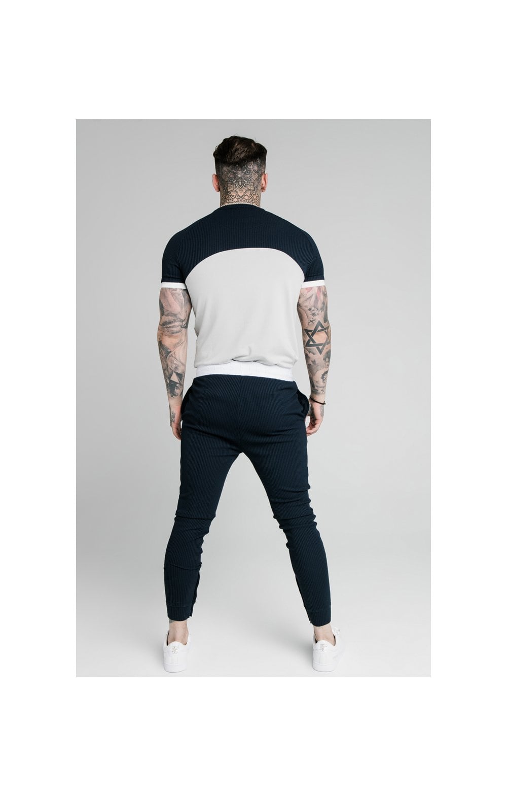 Load image into Gallery viewer, SikSilk S/S Surface Tech Tee - Navy &amp; Grey (2)