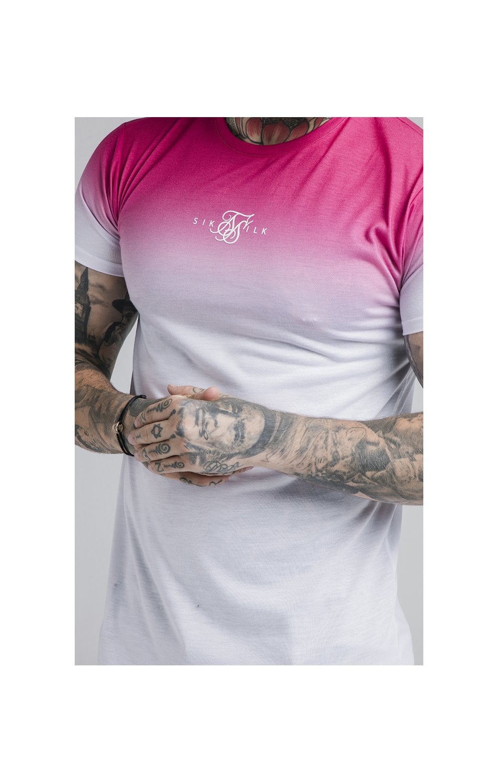 Load image into Gallery viewer, SikSilk High Fade Tee - Pink &amp; White (2)