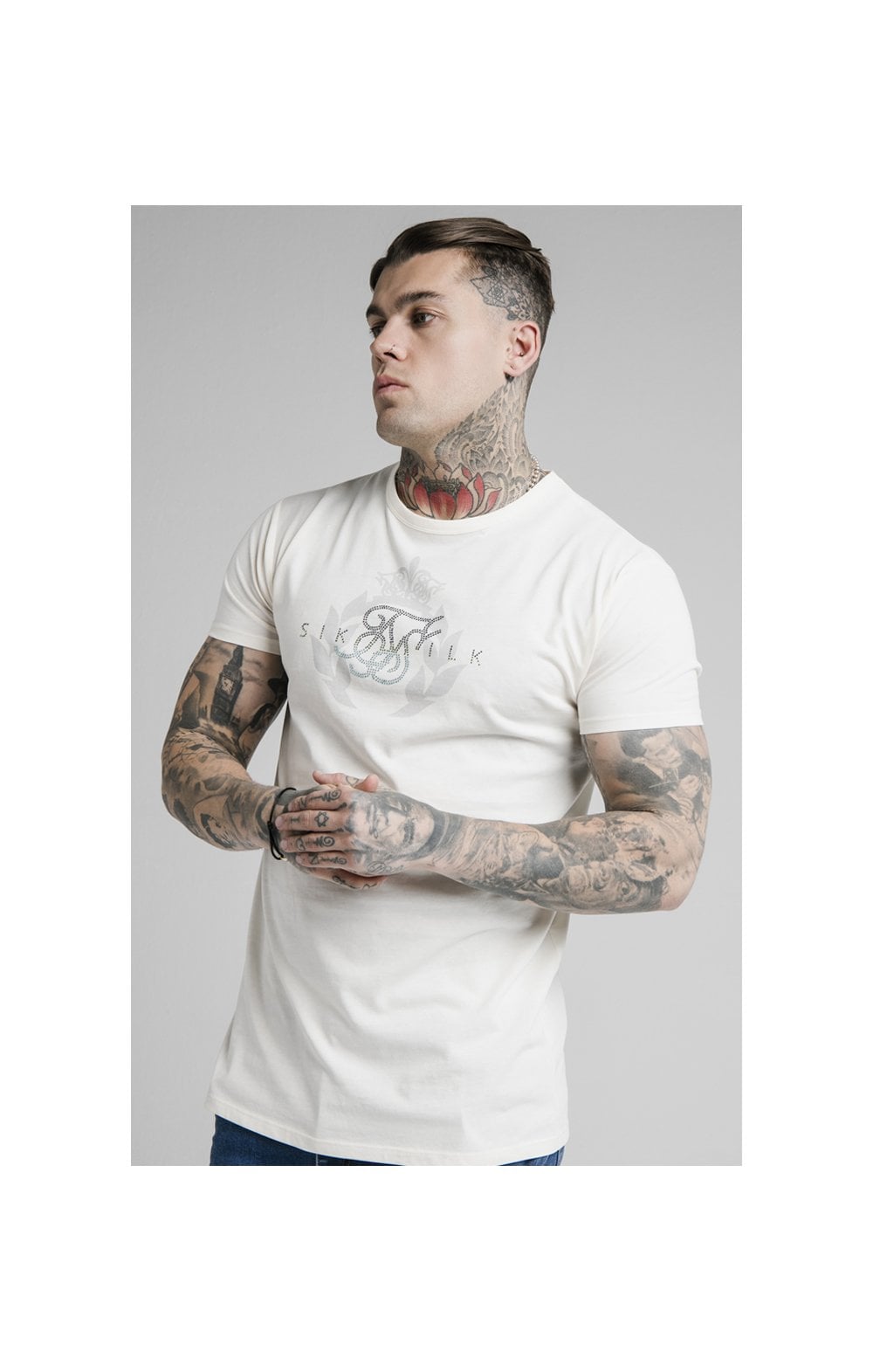 Load image into Gallery viewer, SikSilk S/S Fade Rhine Stone Box Tee - Off White