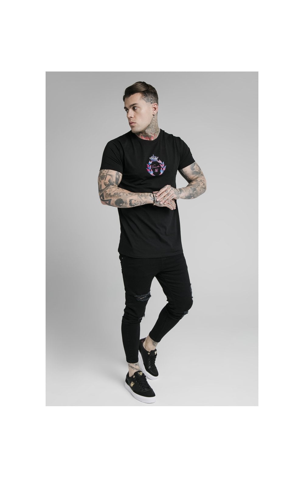 Load image into Gallery viewer, SikSilk S/S Prestige Transfer Tee - Iridescent Black (3)