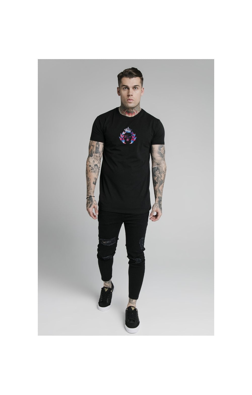 Load image into Gallery viewer, SikSilk S/S Prestige Transfer Tee - Iridescent Black (4)