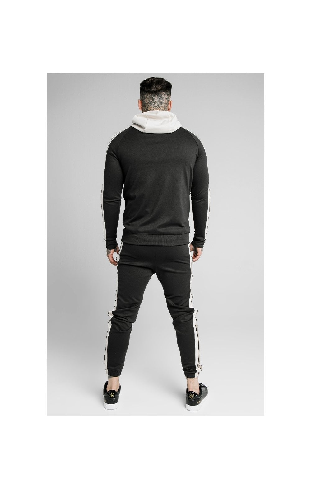 Load image into Gallery viewer, SikSilk Premium Tape Overhead Hoodie - Jet Black &amp; Off White (4)