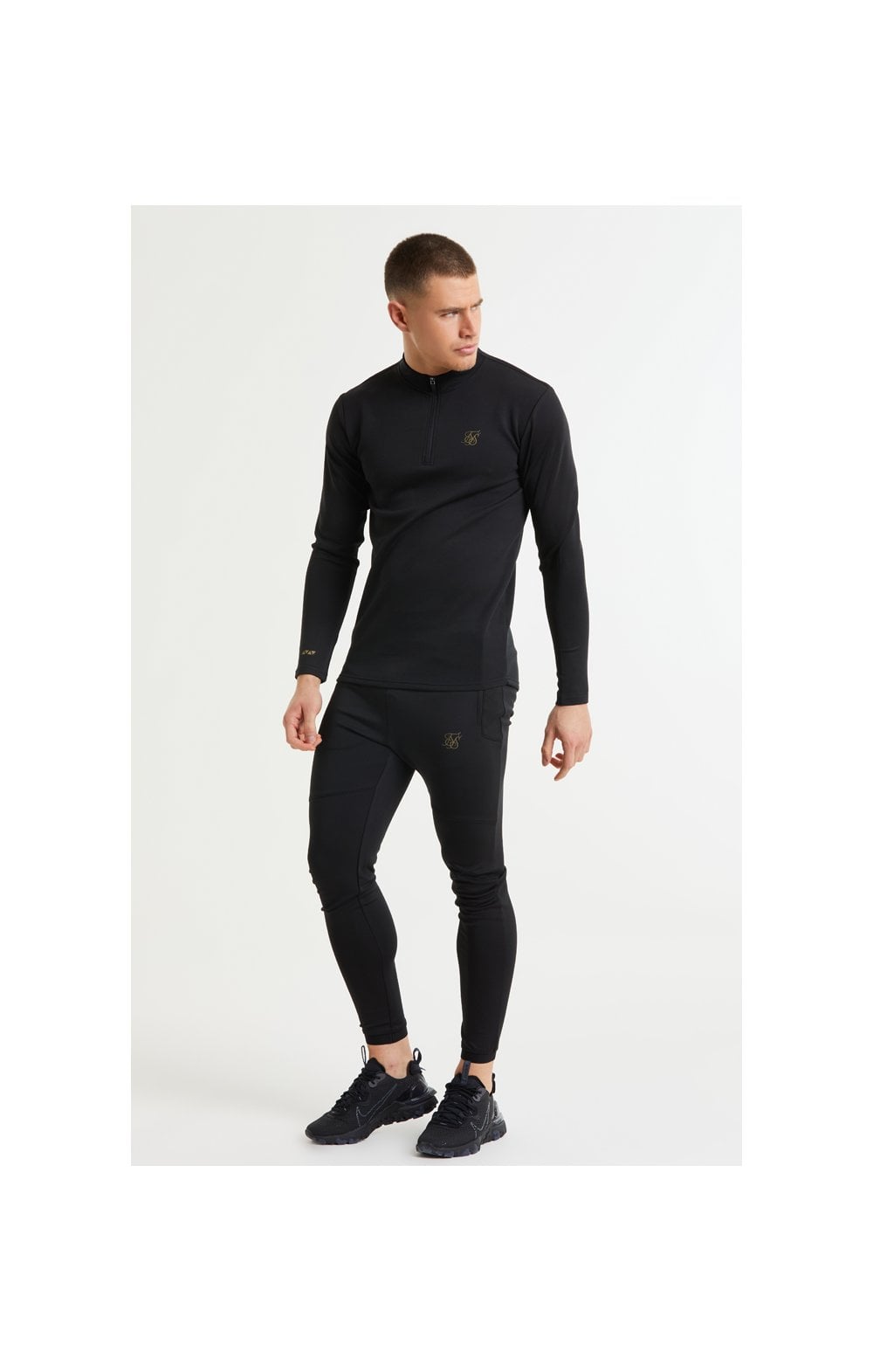 Load image into Gallery viewer, SikSilk L/S Quarter Zip Performance Top - Black &amp; Gold (4)
