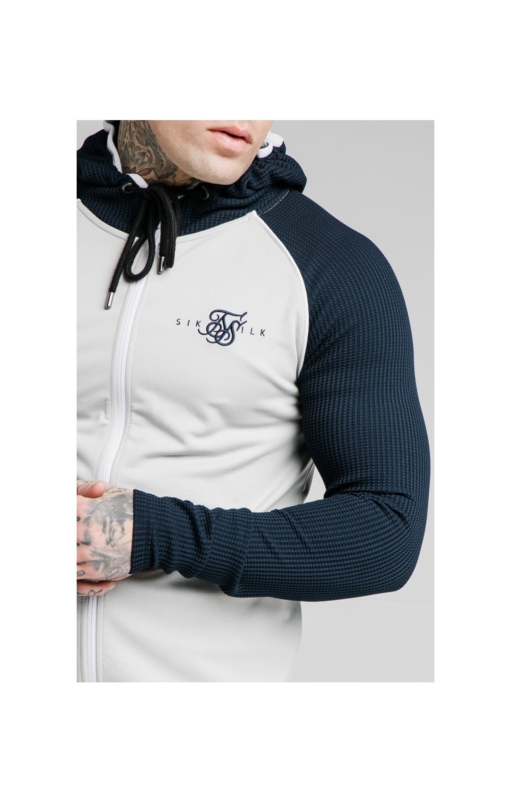 Load image into Gallery viewer, SikSilk Surface Zip Through Hoodie - Navy &amp; Grey (1)