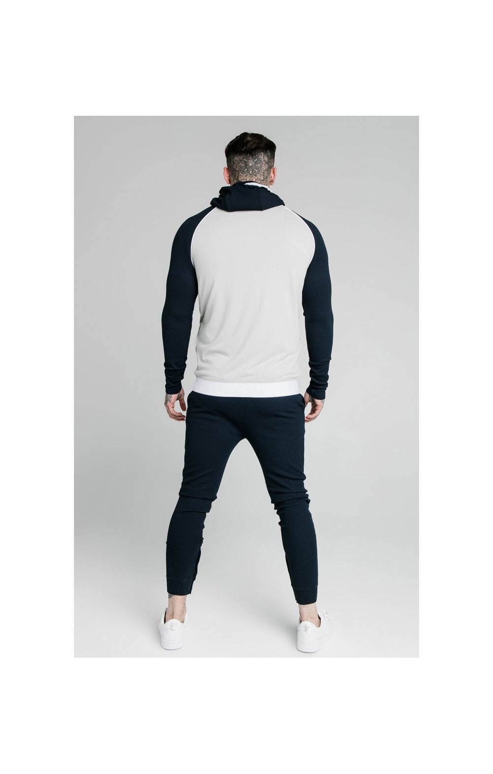 Load image into Gallery viewer, SikSilk Surface Zip Through Hoodie - Navy &amp; Grey (3)