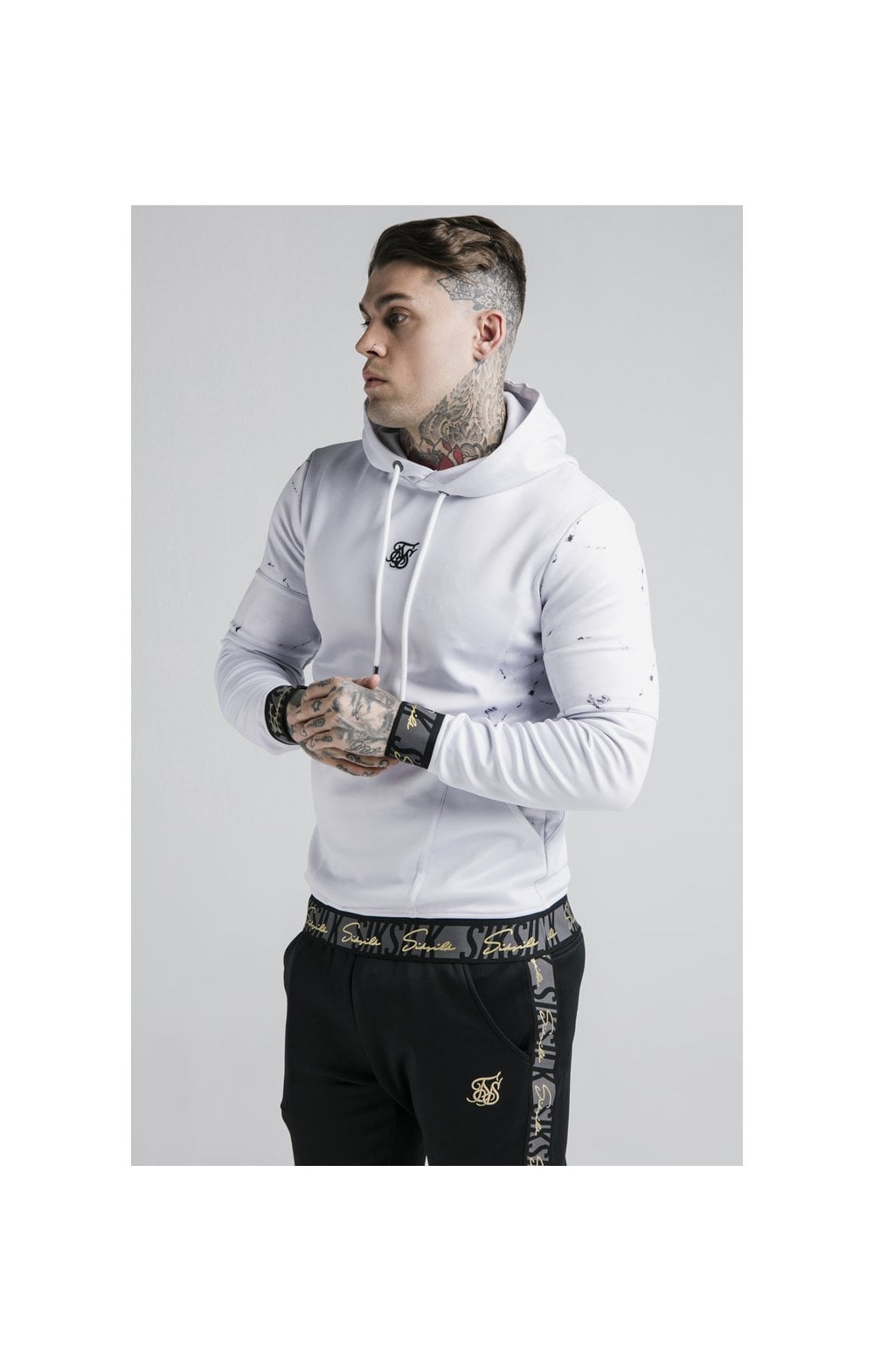Load image into Gallery viewer, SikSilk Luxe Overhead Hoodie - Grey &amp; White