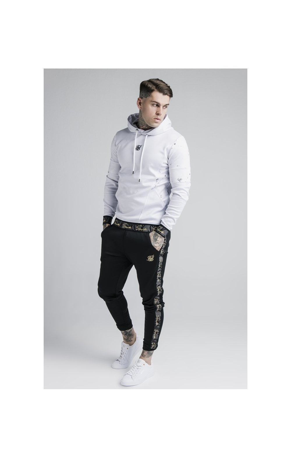 Load image into Gallery viewer, SikSilk Luxe Overhead Hoodie - Grey &amp; White (4)