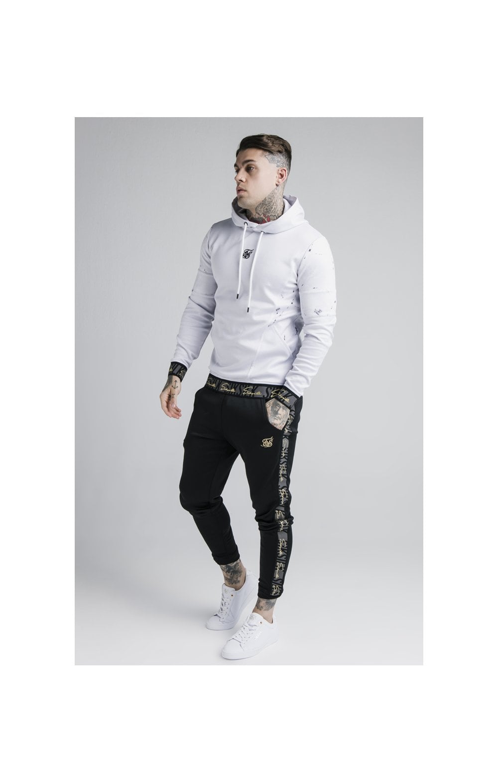 Load image into Gallery viewer, SikSilk Luxe Overhead Hoodie - Grey &amp; White (5)