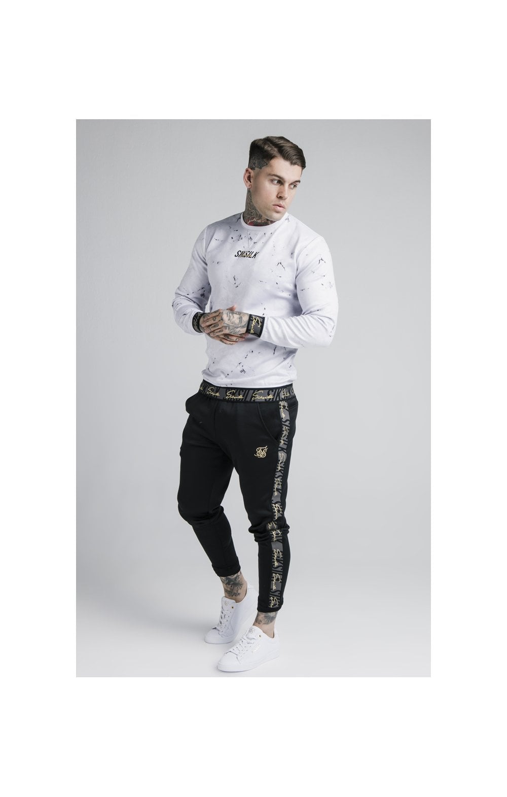 Load image into Gallery viewer, Siksilk Marble Crew Sweat - Grey &amp; White (2)