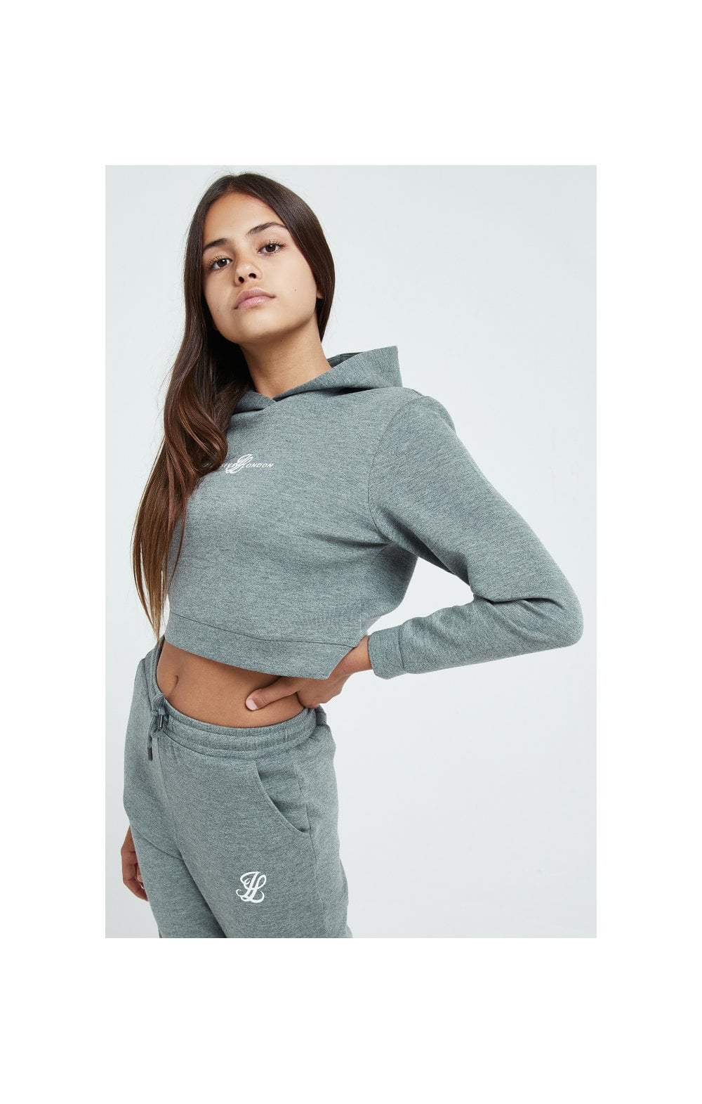 Load image into Gallery viewer, Illusive London Dual Cropped Hoodie - Grey Marl