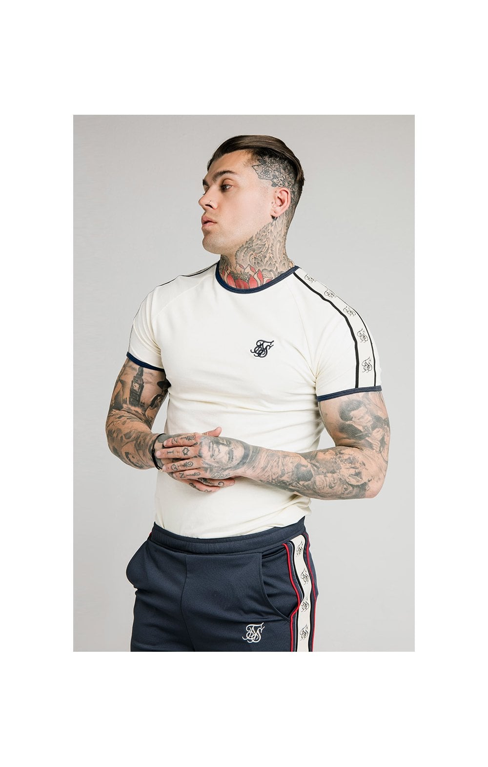 Load image into Gallery viewer, SikSilk S/S Premium Ringer Gym Tee - Off White