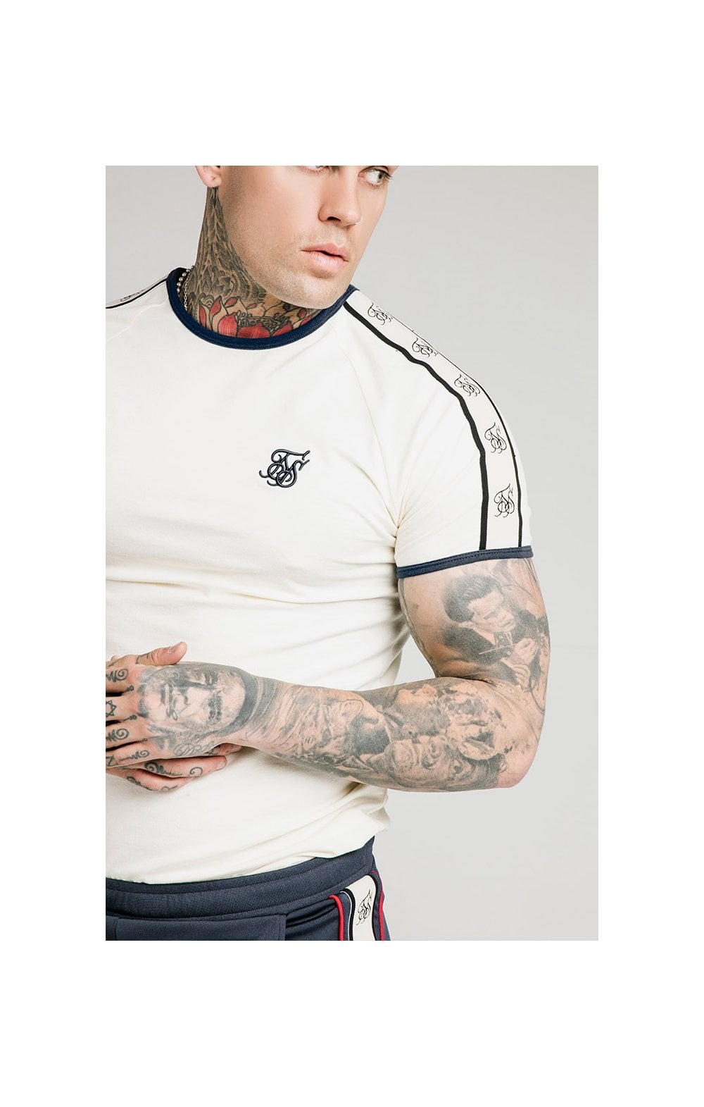 Load image into Gallery viewer, SikSilk S/S Premium Ringer Gym Tee - Off White (1)