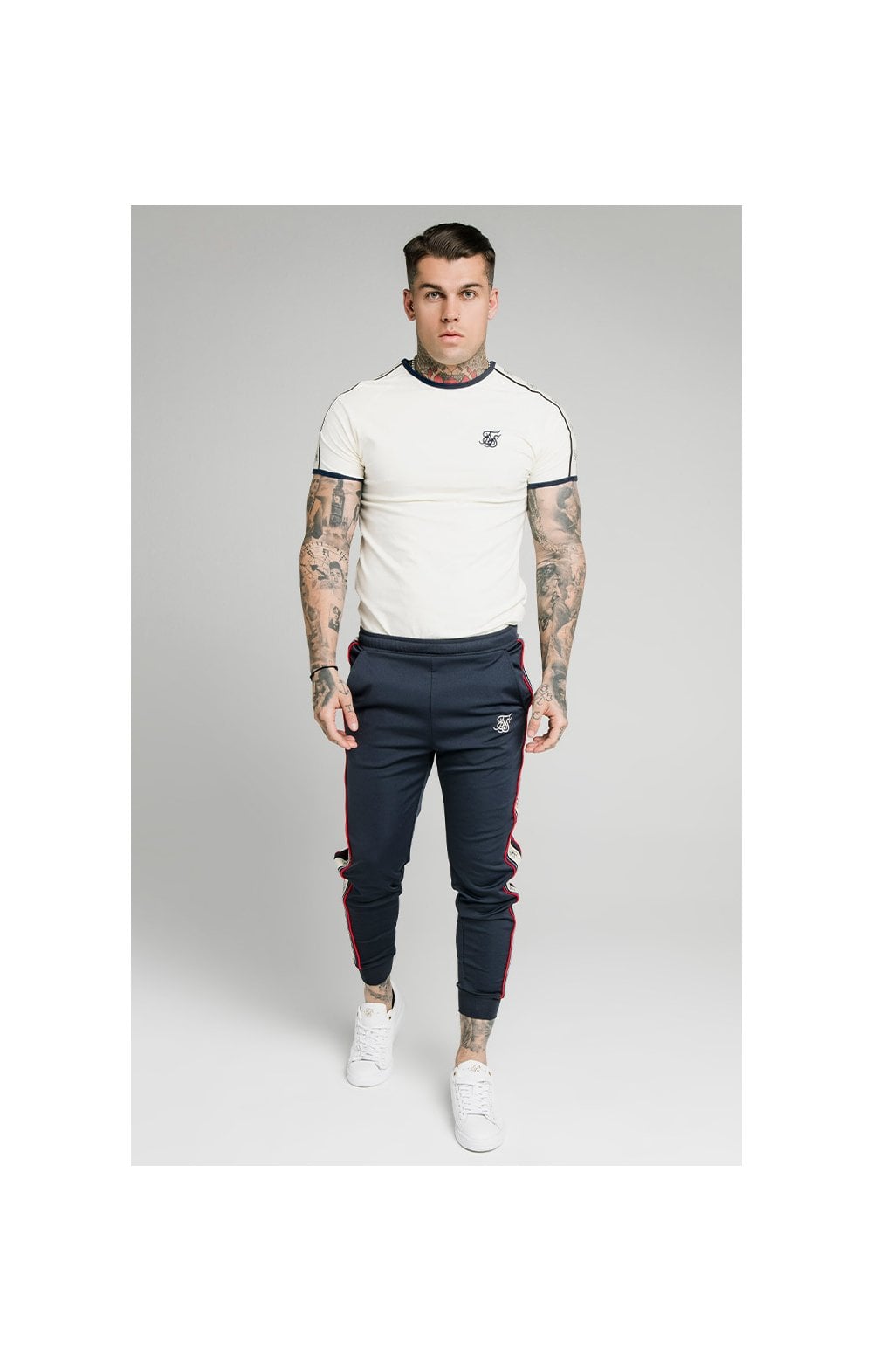 Load image into Gallery viewer, SikSilk S/S Premium Ringer Gym Tee - Off White (2)