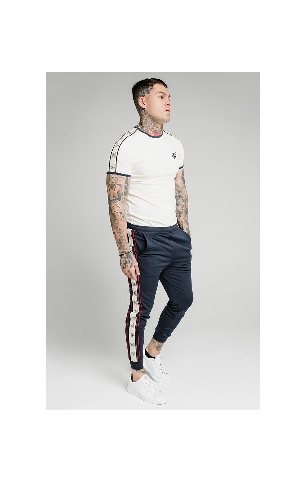 Load image into Gallery viewer, SikSilk S/S Premium Ringer Gym Tee - Off White (4)