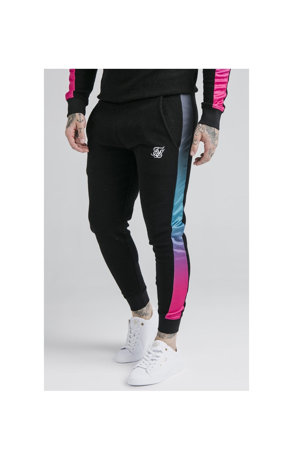 Load image into Gallery viewer, SikSilk Loop Back Fade Joggers - Black &amp; Tri Neon