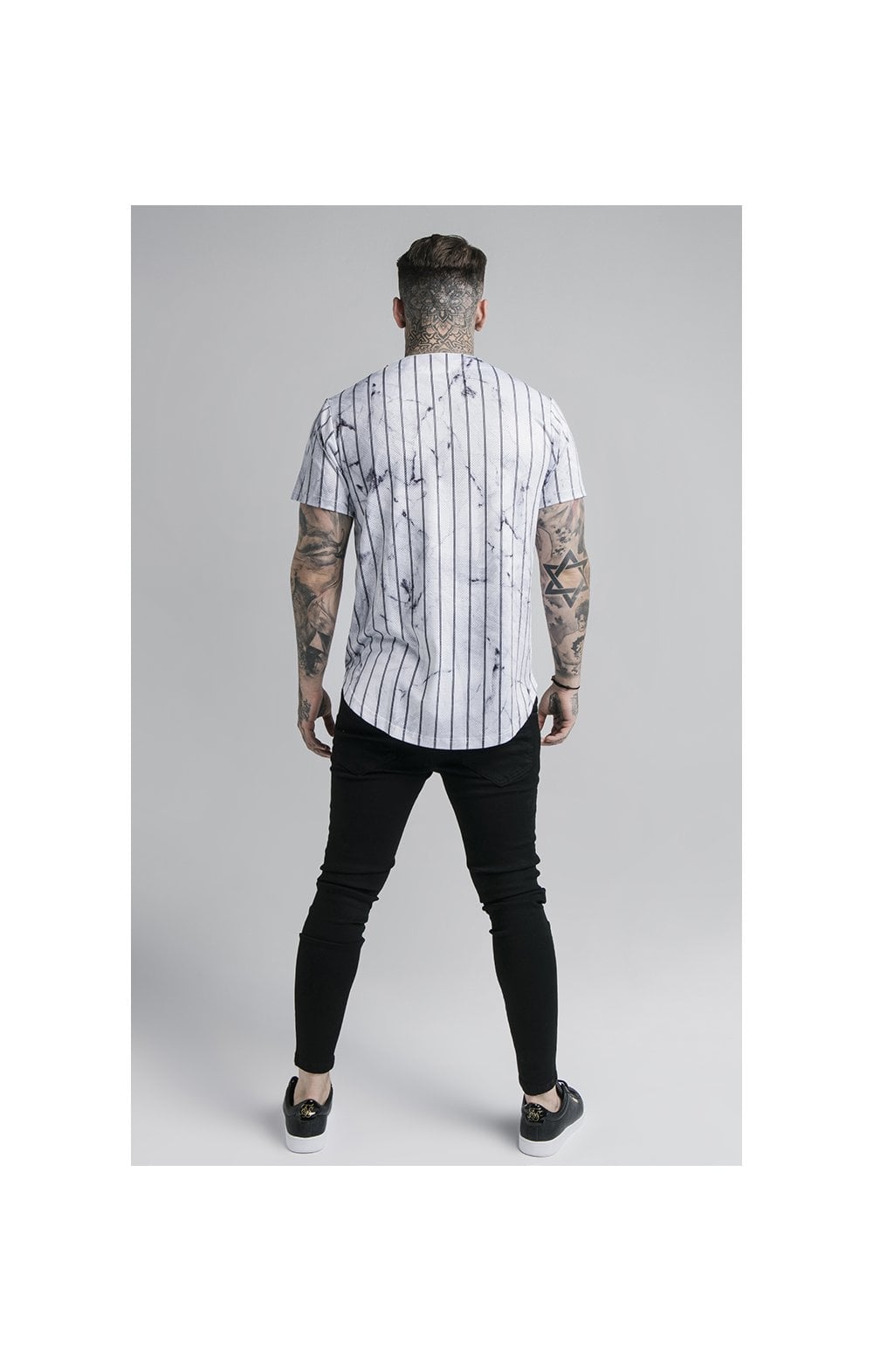 Load image into Gallery viewer, SikSilk Marble Stripe Baseball Jersey - Grey &amp; White (4)