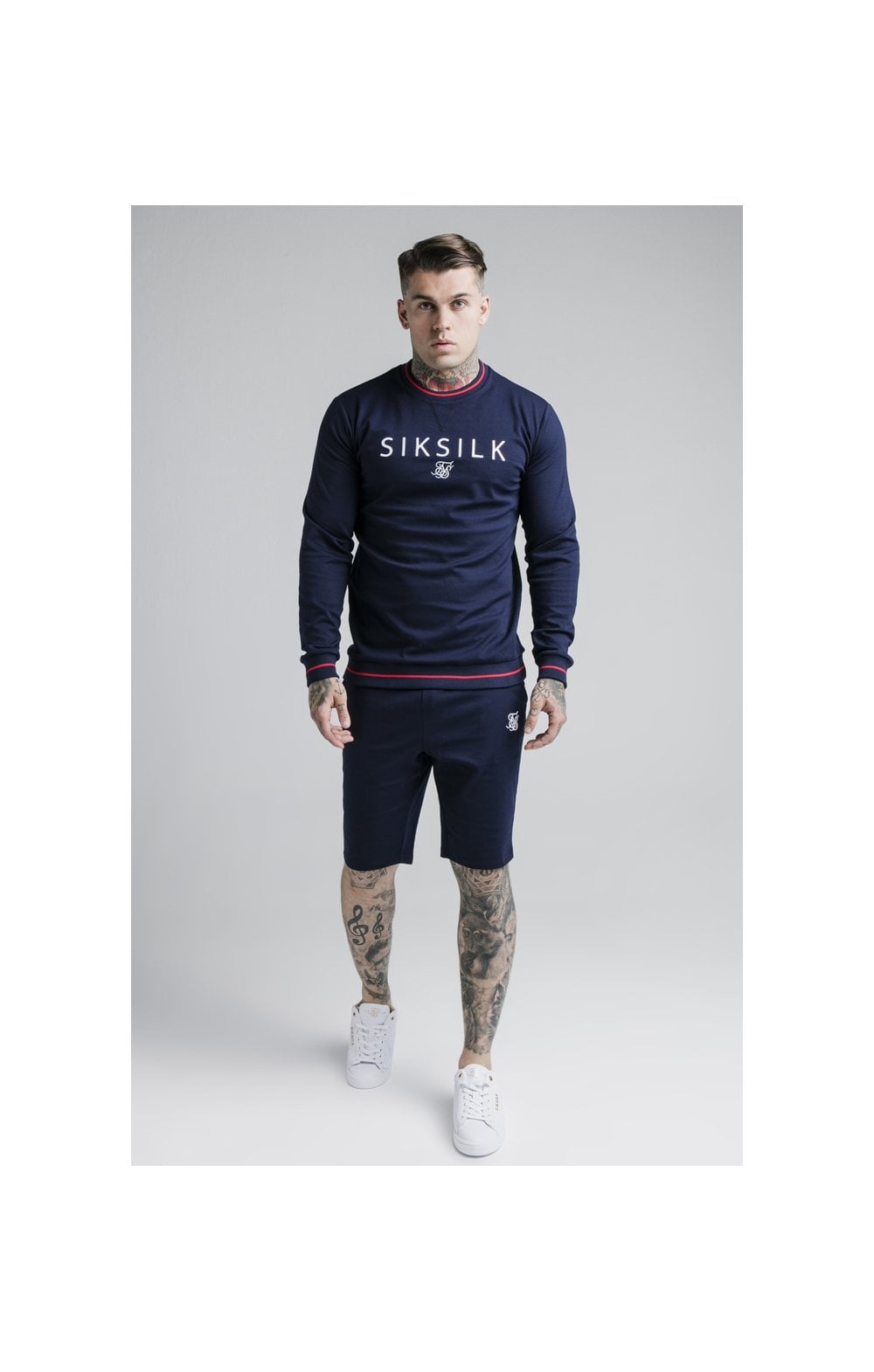 Load image into Gallery viewer, SikSilk Retro Sports Crew Sweat - Navy (2)