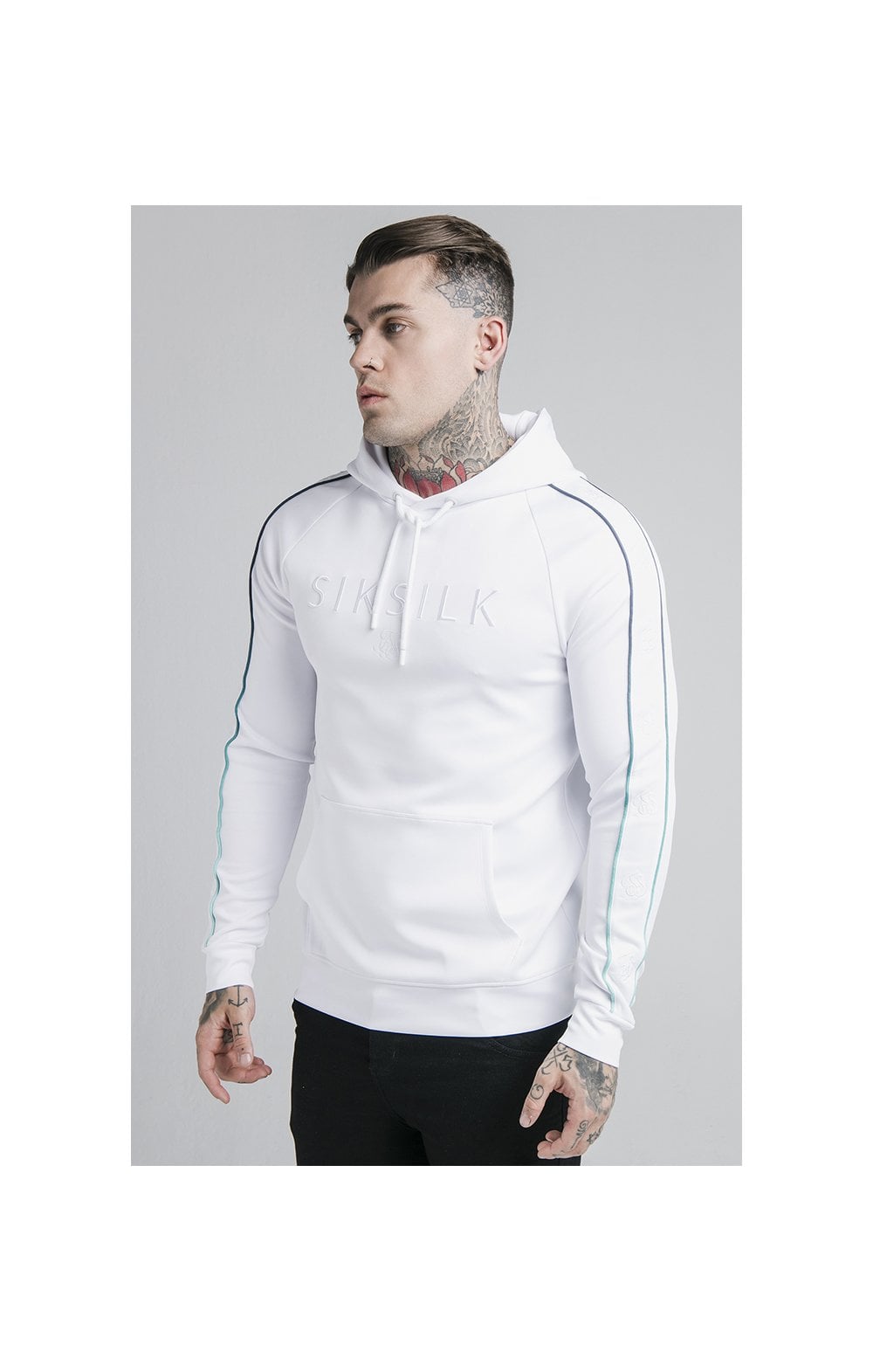 Load image into Gallery viewer, SikSilk Astro Fade Overhead Hoodie - White &amp; Pacific Fade