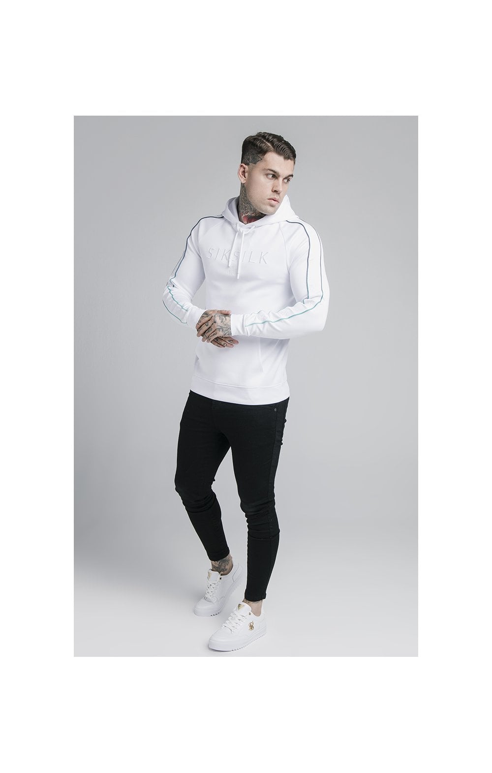Load image into Gallery viewer, SikSilk Astro Fade Overhead Hoodie - White &amp; Pacific Fade (3)