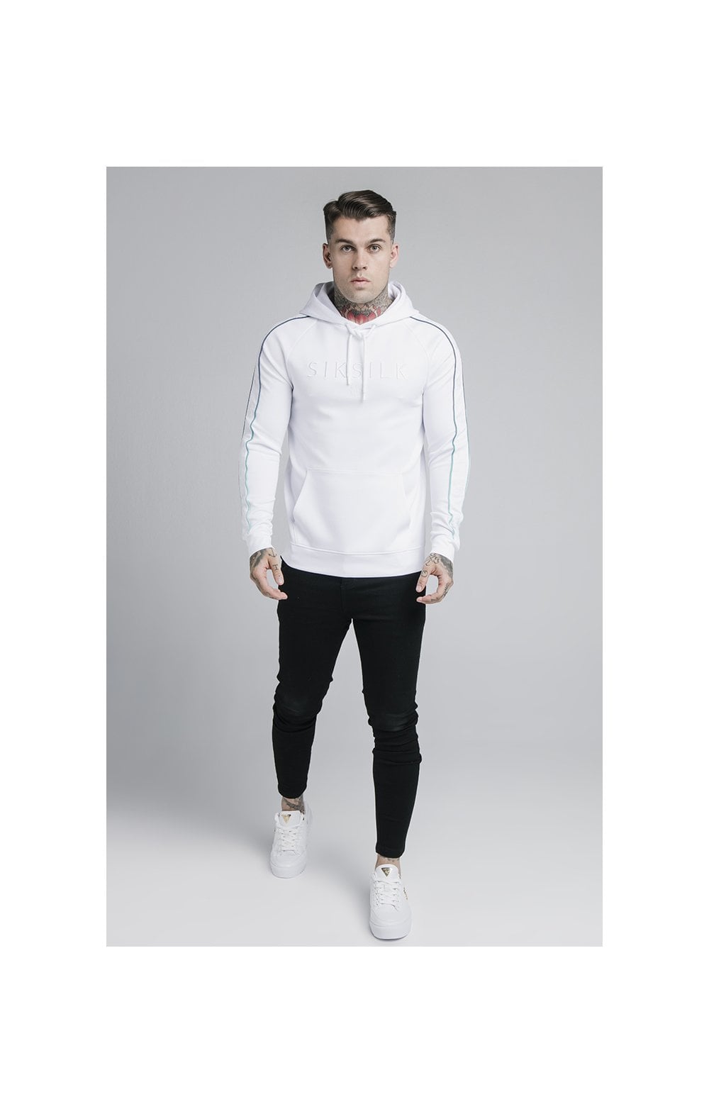 Load image into Gallery viewer, SikSilk Astro Fade Overhead Hoodie - White &amp; Pacific Fade (4)