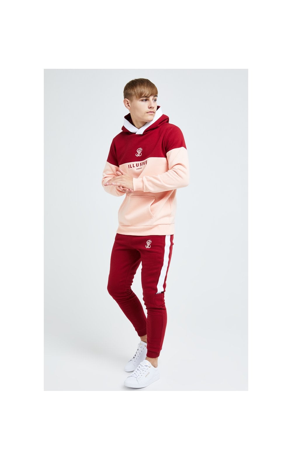 Load image into Gallery viewer, Illusive London Divergence Overhead Hoodie - Red &amp; Pink (3)