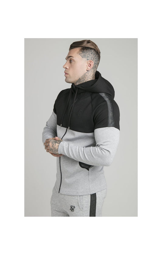 Black Motion Tape Zip Through Hoodie And Jogger Set