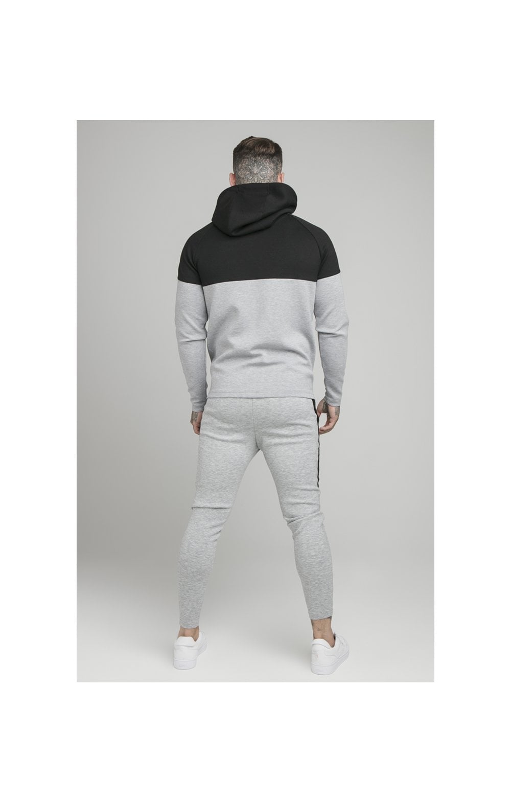Load image into Gallery viewer, Black Motion Tape Zip Through Hoodie And Jogger Set (9)
