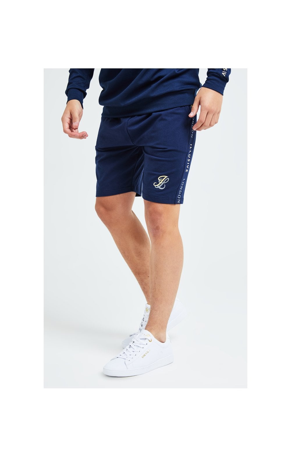 Load image into Gallery viewer, Illusive London Legacy Jersey Shorts -Navy &amp; Cream