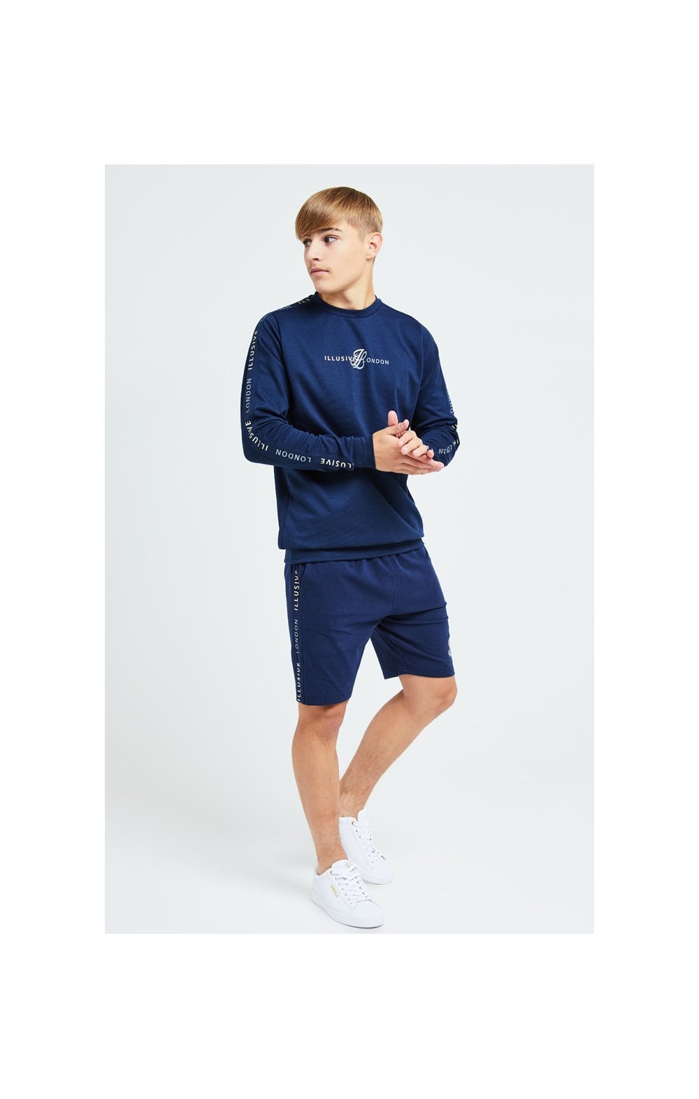 Load image into Gallery viewer, Illusive London Legacy Jersey Shorts -Navy &amp; Cream (3)