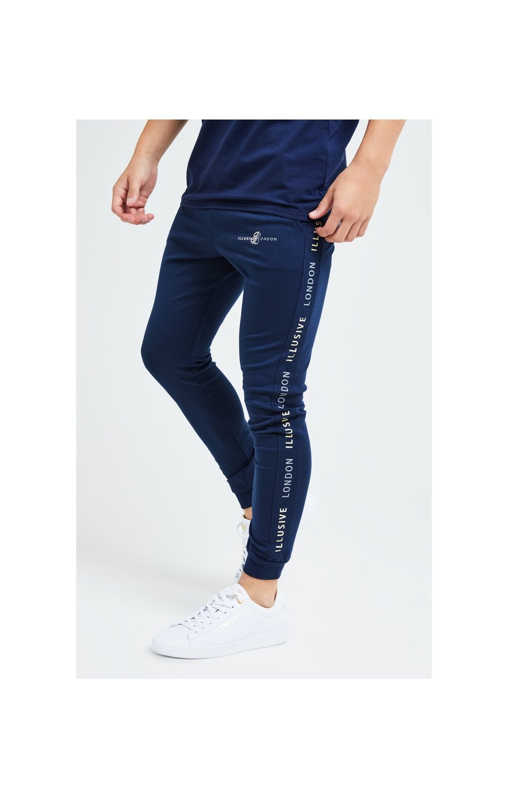Load image into Gallery viewer, Illusive London Legacy Joggers - Navy &amp; Cream