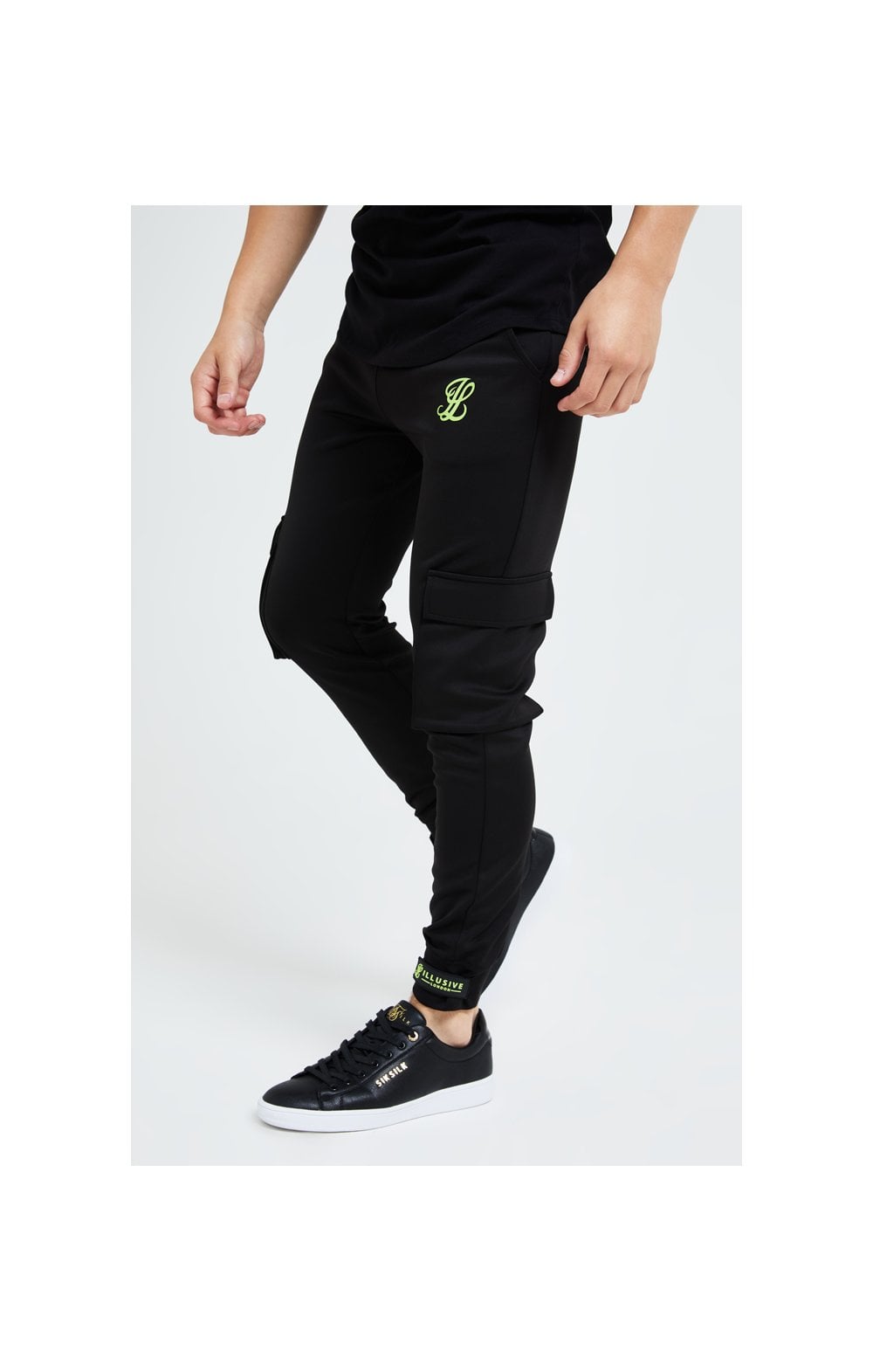 Load image into Gallery viewer, Illusive London Element Cargo Joggers - Black &amp; Green