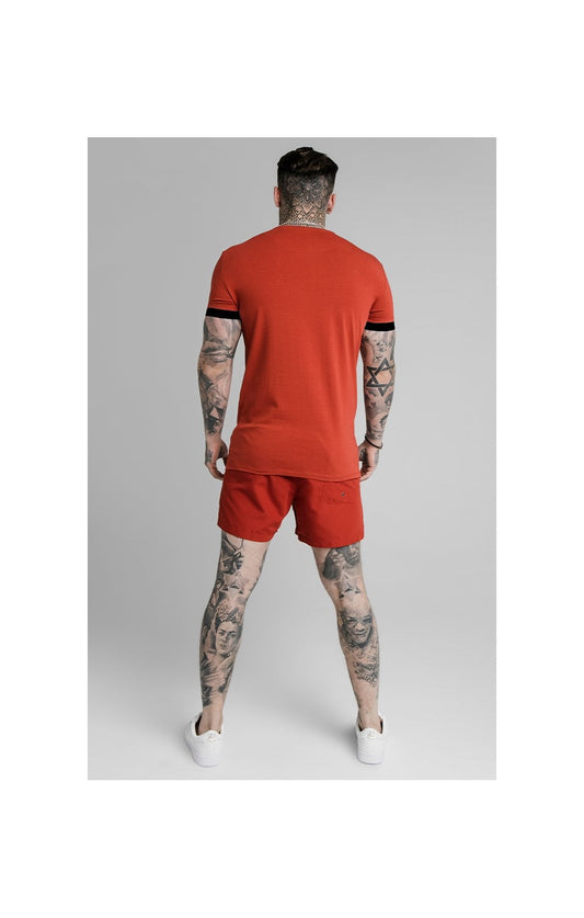 SikSilk Inset Elastic Cuff Gym Tee – Red