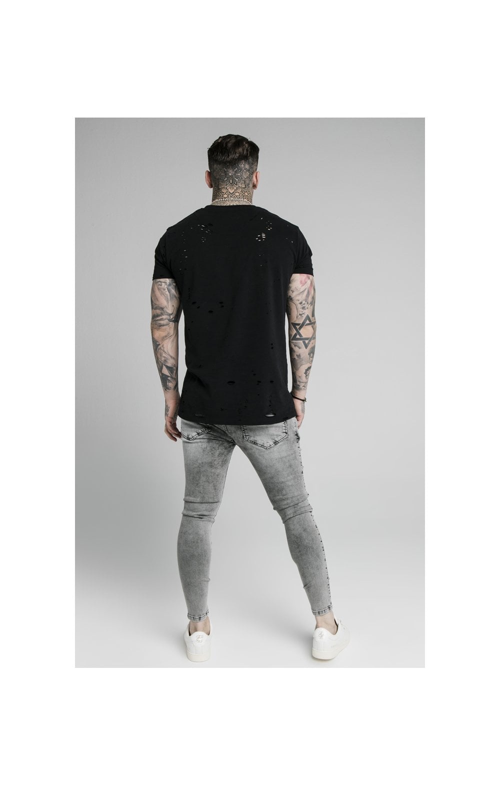 Load image into Gallery viewer, SikSilk Skinny Distressed Riot Jeans - Snow Wash (5)