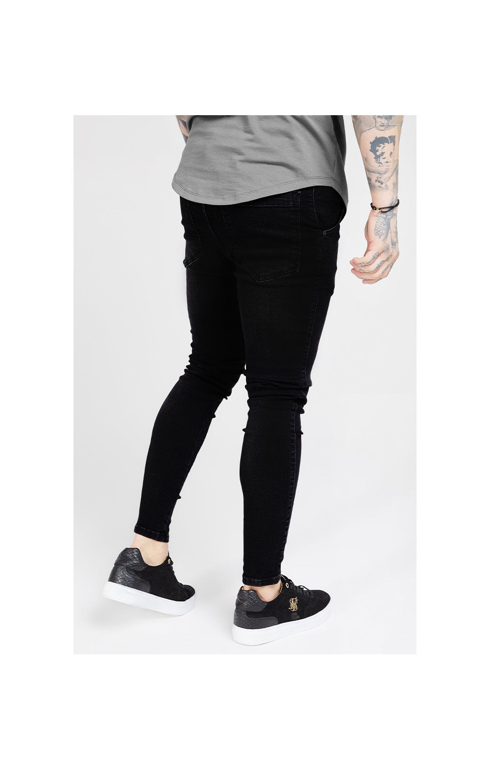 Load image into Gallery viewer, SikSilk Printed Rip Jeans - Black &amp; Stripe (3)