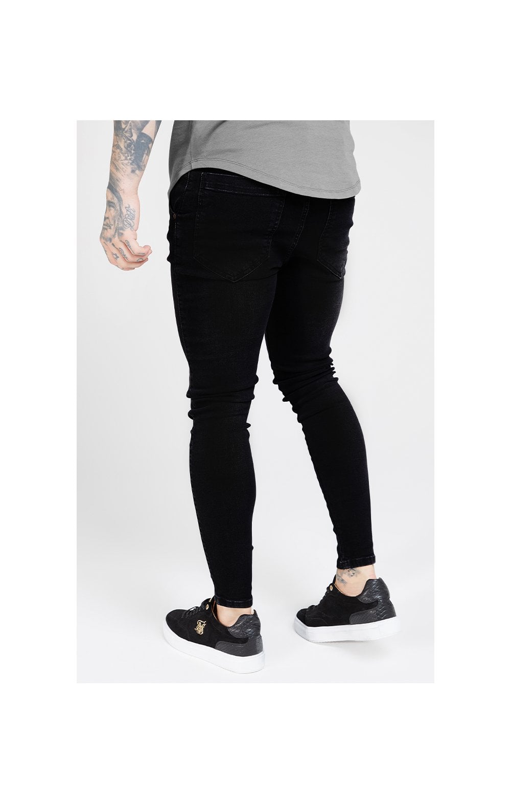 Load image into Gallery viewer, SikSilk Printed Rip Jeans - Black &amp; Stripe (4)