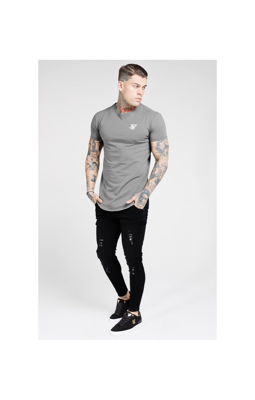 Load image into Gallery viewer, SikSilk Printed Rip Jeans - Black &amp; Stripe (5)