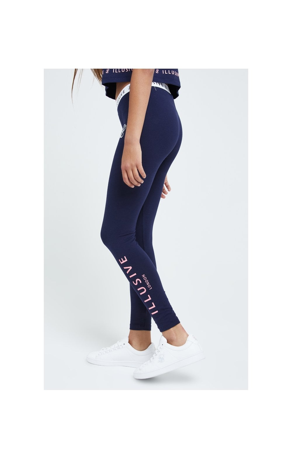 Load image into Gallery viewer, Illusive London Tape Logo Leggings - Navy (2)