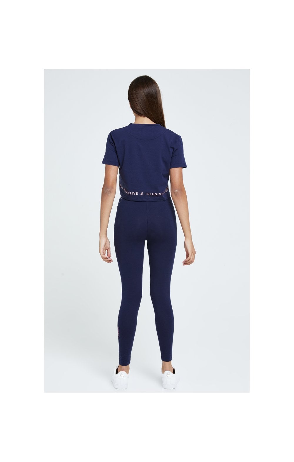 Load image into Gallery viewer, Illusive London Tape Logo Leggings - Navy (3)