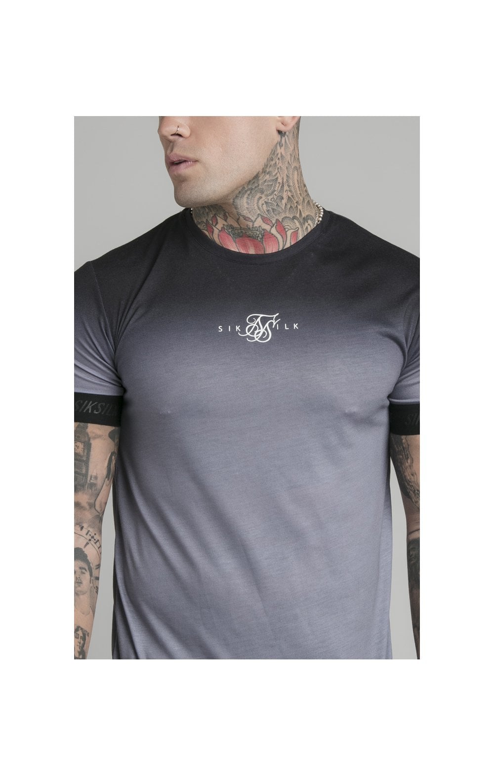 Load image into Gallery viewer, SikSilk High Fade Tape Tee - Grey &amp; Black