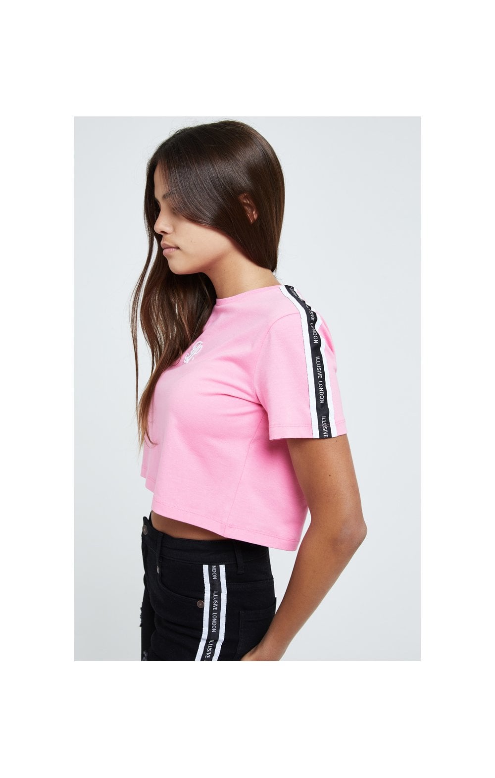 Load image into Gallery viewer, Illusive London Tape Crop Tee - Pink (1)