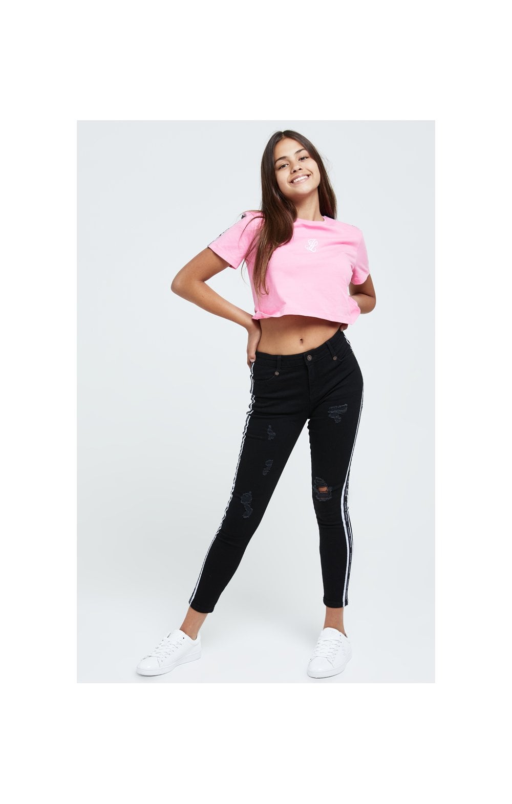 Load image into Gallery viewer, Illusive London Tape Crop Tee - Pink (3)