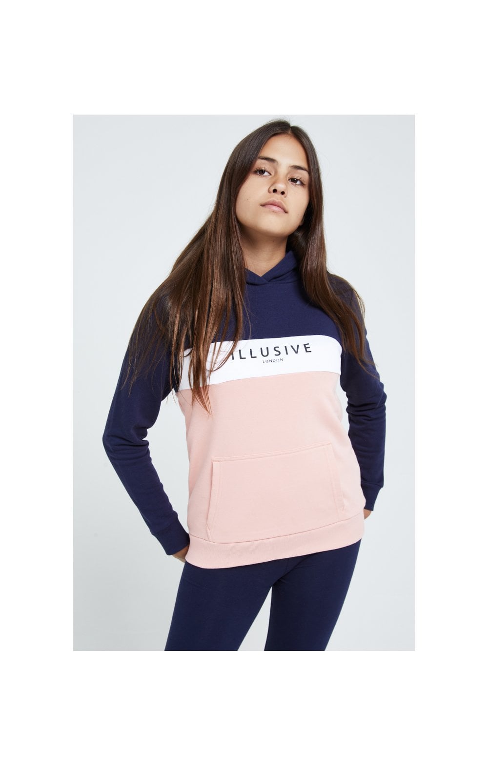 Load image into Gallery viewer, Illusive London Colour Block Hoodie - Navy &amp; Pink (1)