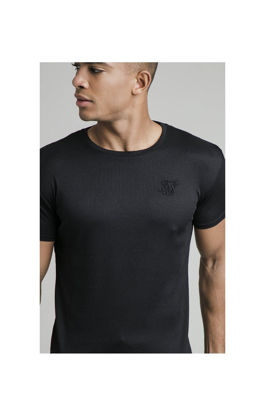 Black Ribbed Raglan Muscle Fit T-Shirt