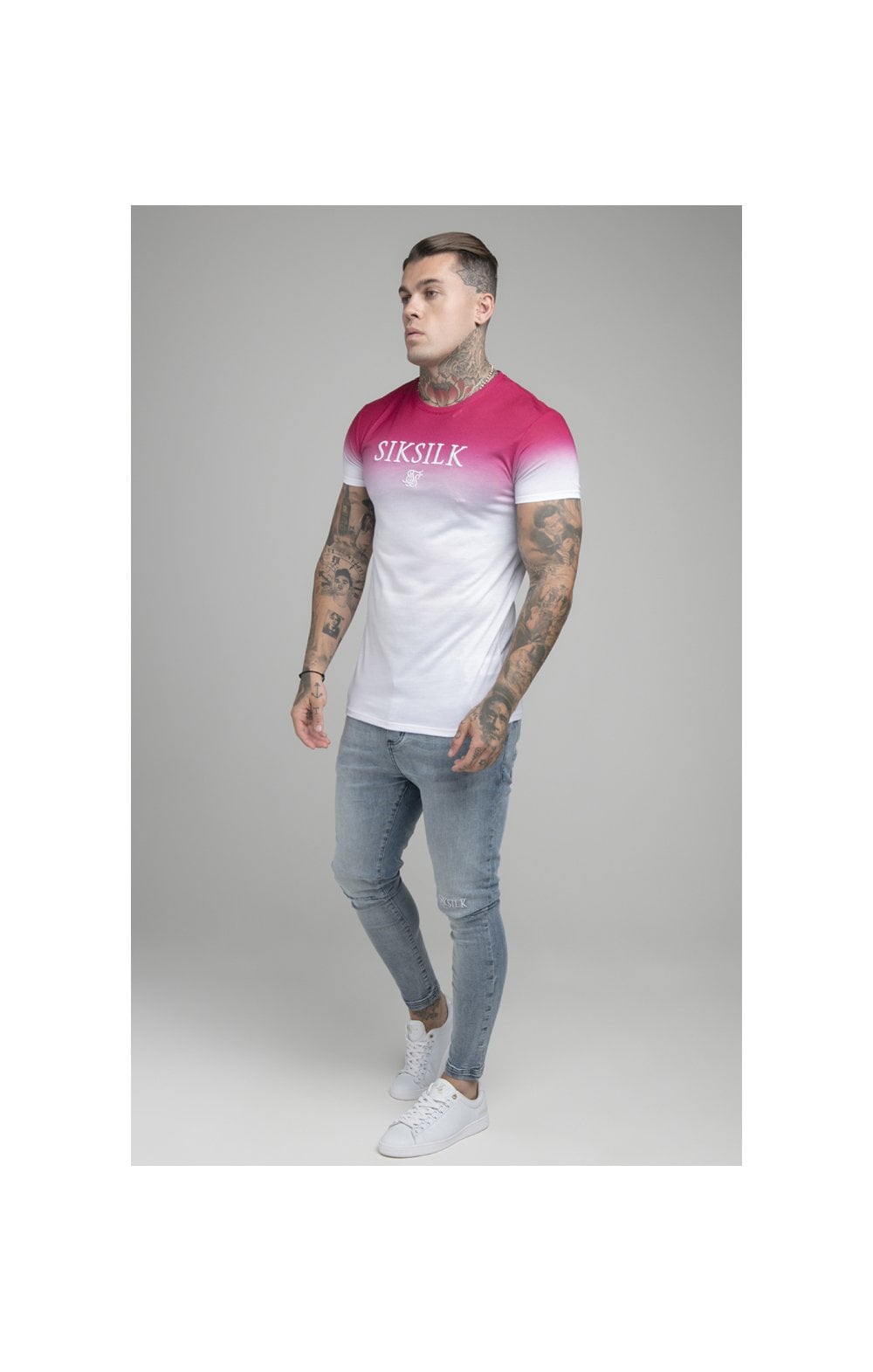 Load image into Gallery viewer, Pink Embroidered Muscle Fit T-Shirt (4)