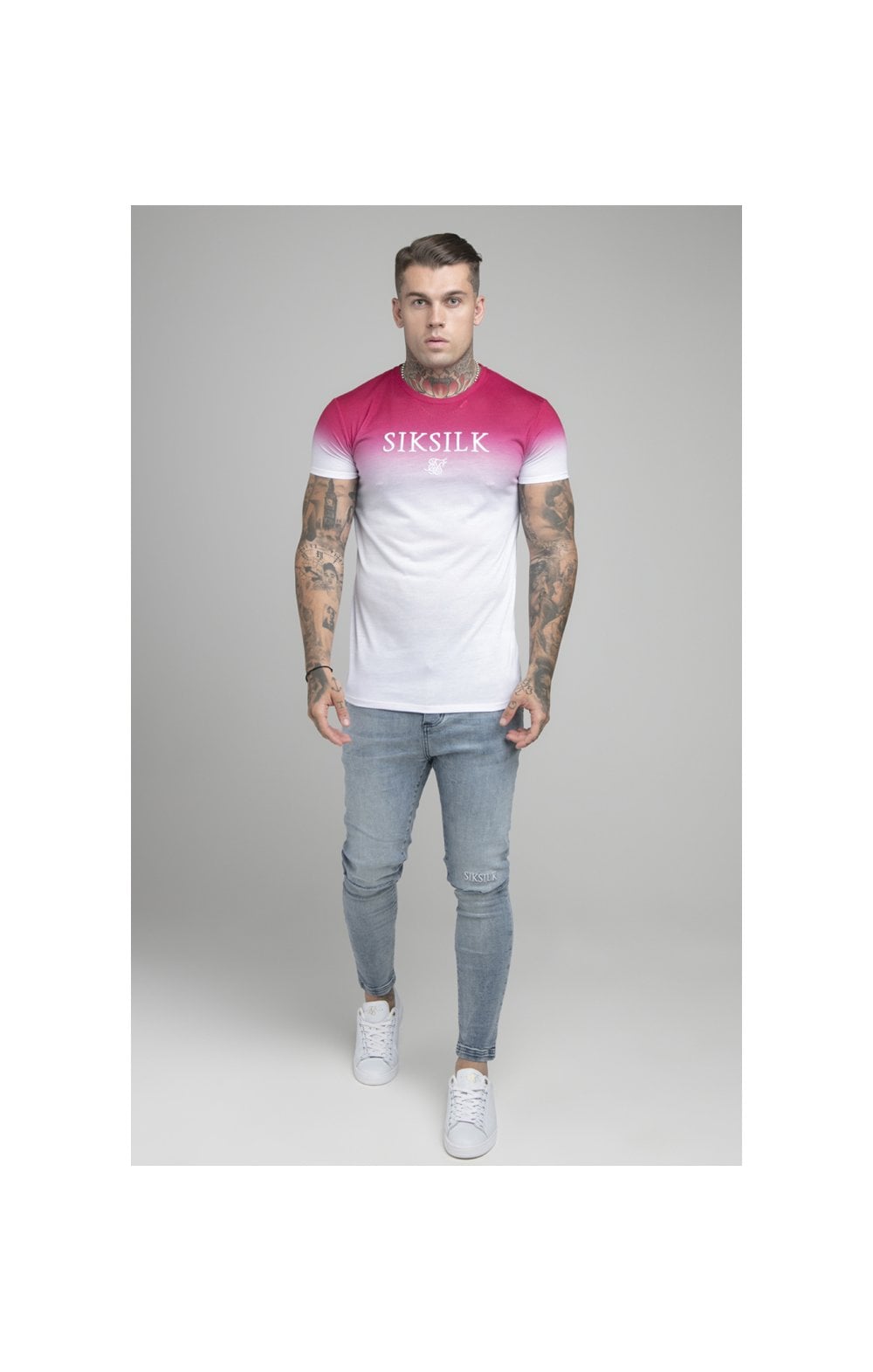 Load image into Gallery viewer, Pink Embroidered Muscle Fit T-Shirt (5)