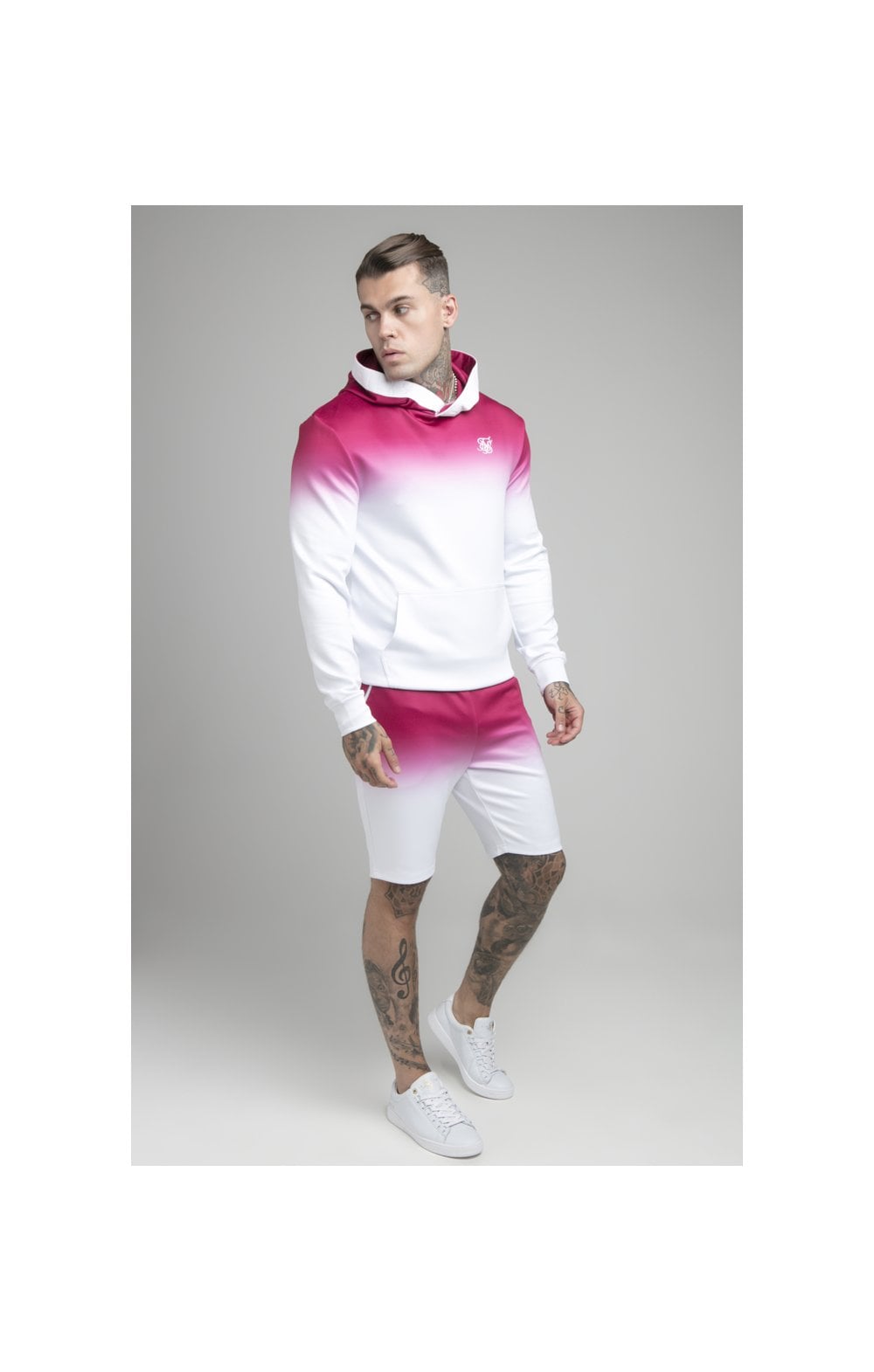 Load image into Gallery viewer, Pink Overhead Tape Fade Hoodie (2)