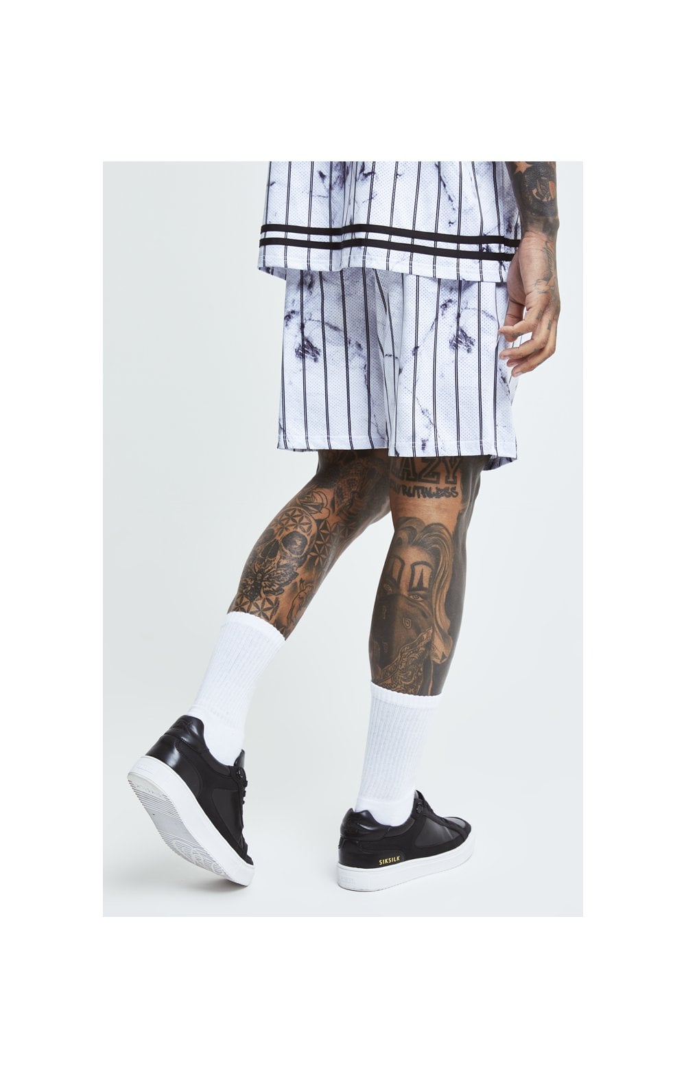 Load image into Gallery viewer, SikSilk Marble Relaxed Shorts - White &amp; Grey (2)