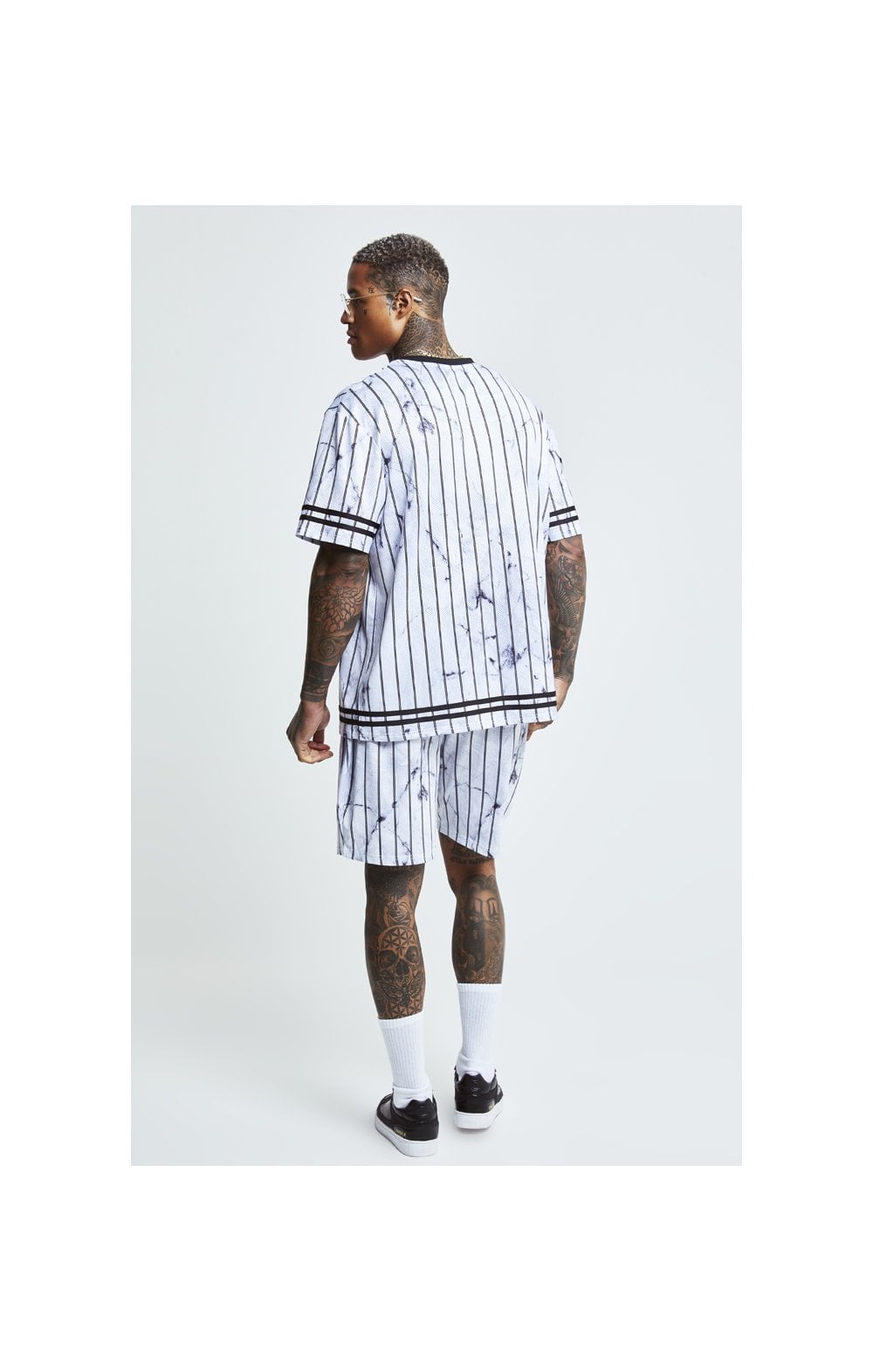 Load image into Gallery viewer, SikSilk Marble Relaxed Shorts - White &amp; Grey (5)
