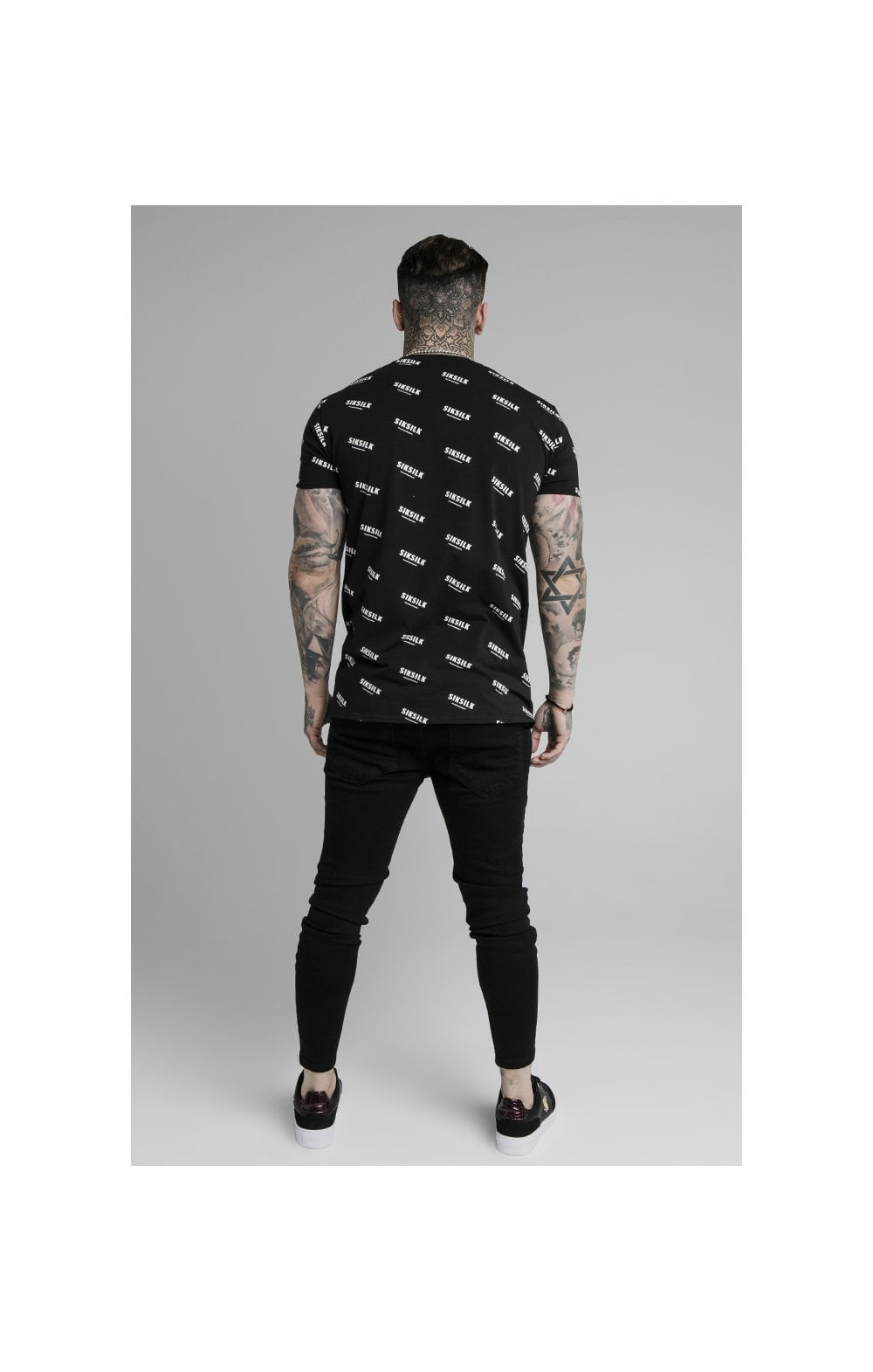 Load image into Gallery viewer, SikSilk Repeat Print Box Tee - Black (4)