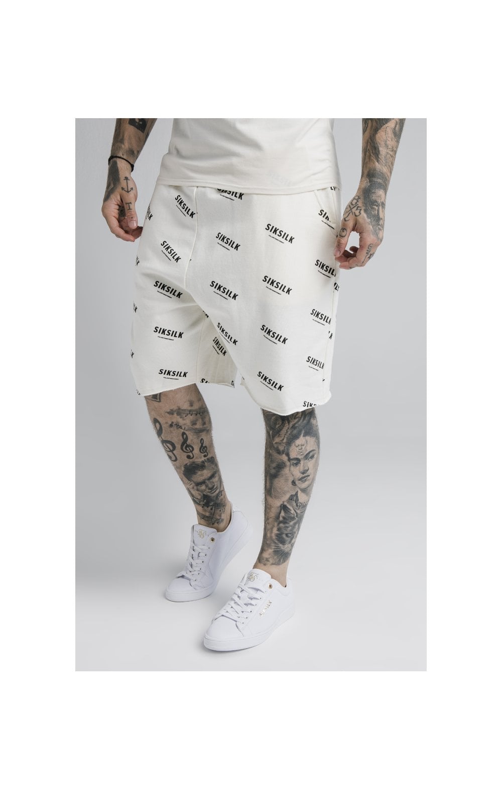 Load image into Gallery viewer, SikSilk Repeat Print Shorts - Off White